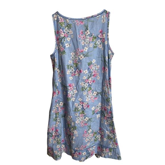 J. Jill Love Linen Floral Shift Dress Blue Pink White Flowers Womans Small - Picture 2 of 11